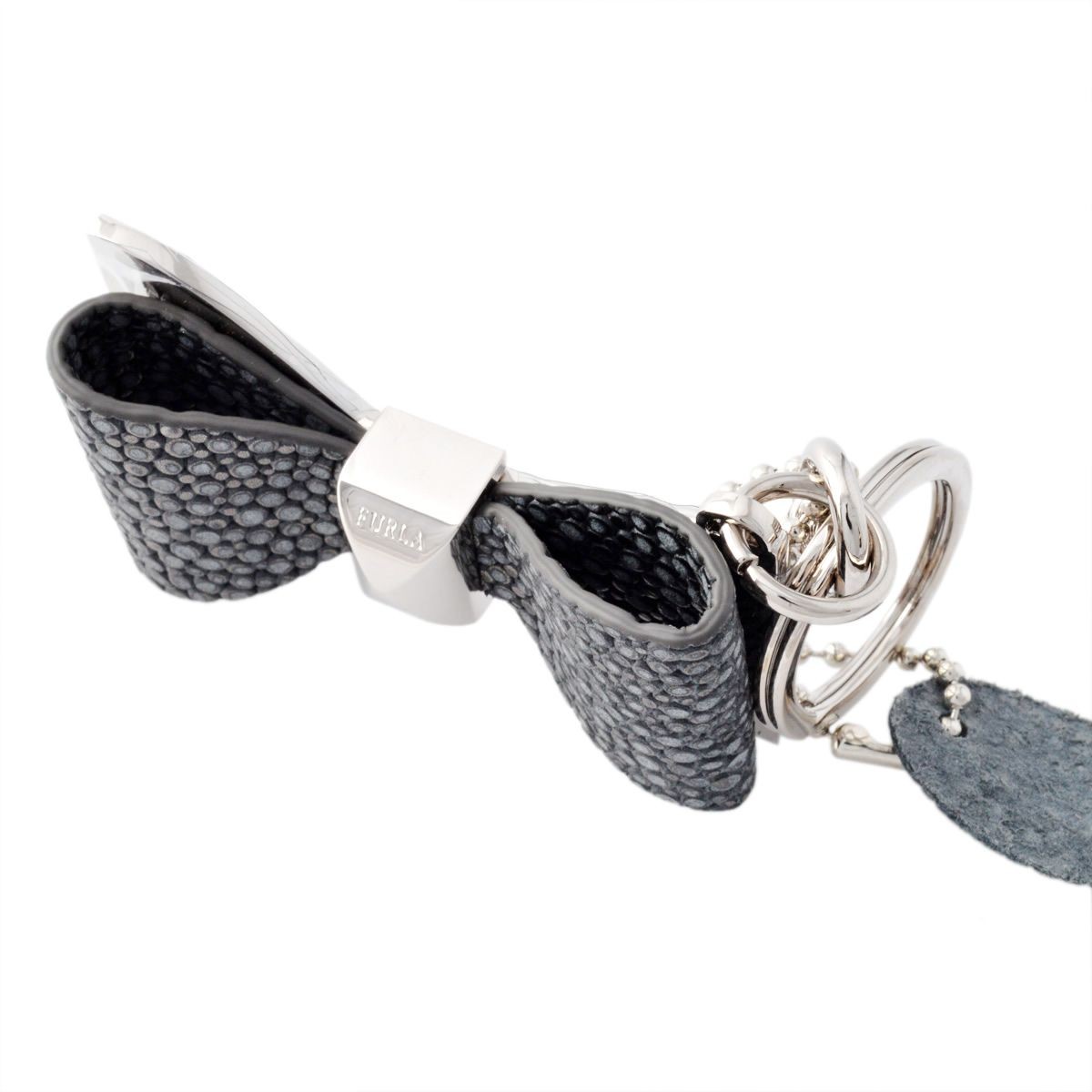 フルラ FURLA 838385 RH55 MRM COLOR ACCIAIO リボンモチーフ キーリング バッグチャーム VENUS KEYRING FIOCCO