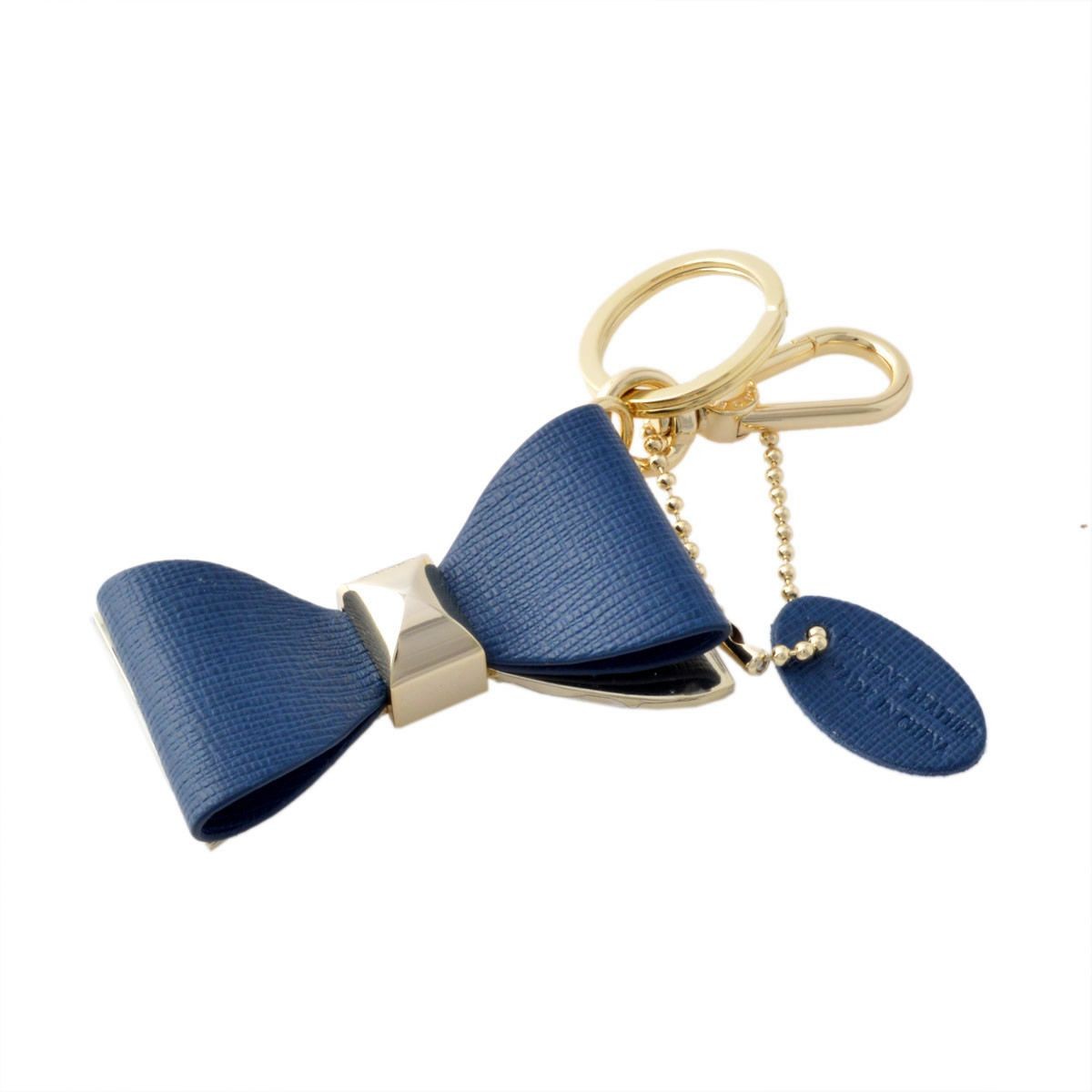 フルラ FURLA 855650 RH55 FG0 BLU GINEPRO リボンモチーフ キーリング バッグチャーム VENUS KEYRING FIOCCO