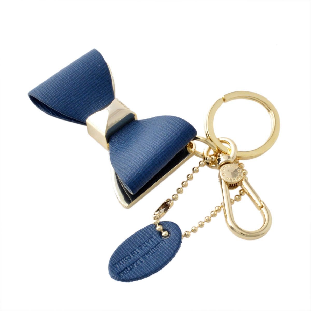 フルラ FURLA 855650 RH55 FG0 BLU GINEPRO リボンモチーフ キーリング バッグチャーム VENUS KEYRING FIOCCO