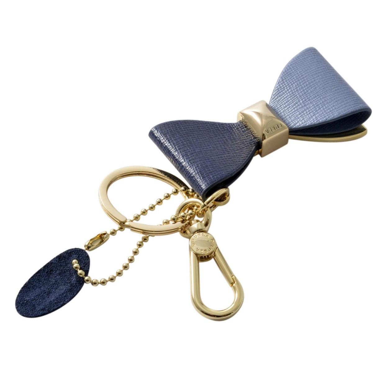 フルラ FURLA 904985 NAVY RH55 MTS カラーブロック リボンモチーフ キーリング バッグチャーム VENUS KEYRING FIOCCO