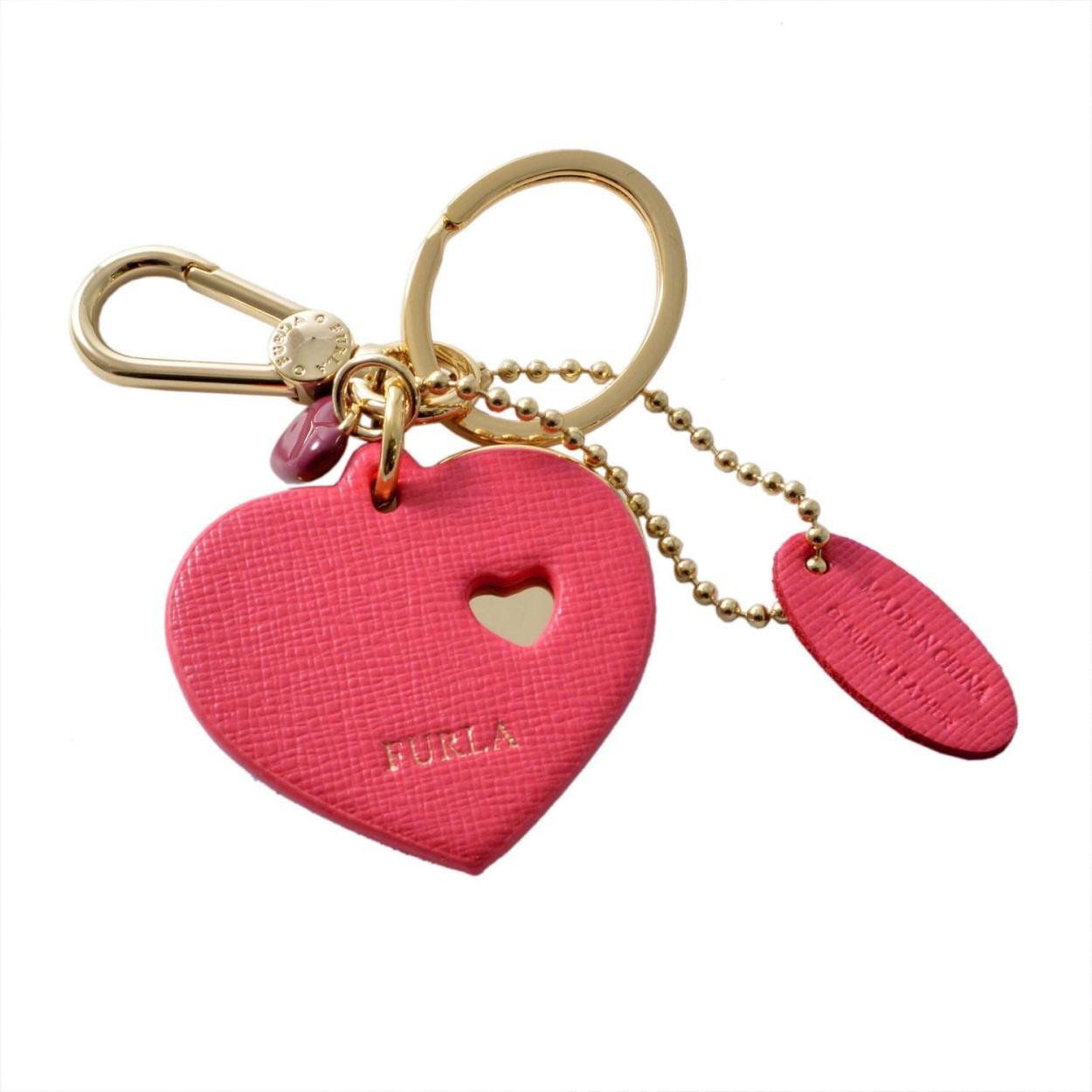 フルラ FURLA 904980 ROSA RG57 MTS ハートモチーフ キーリング バッグチャーム VENUS KEYRING DOPPIO CUORE