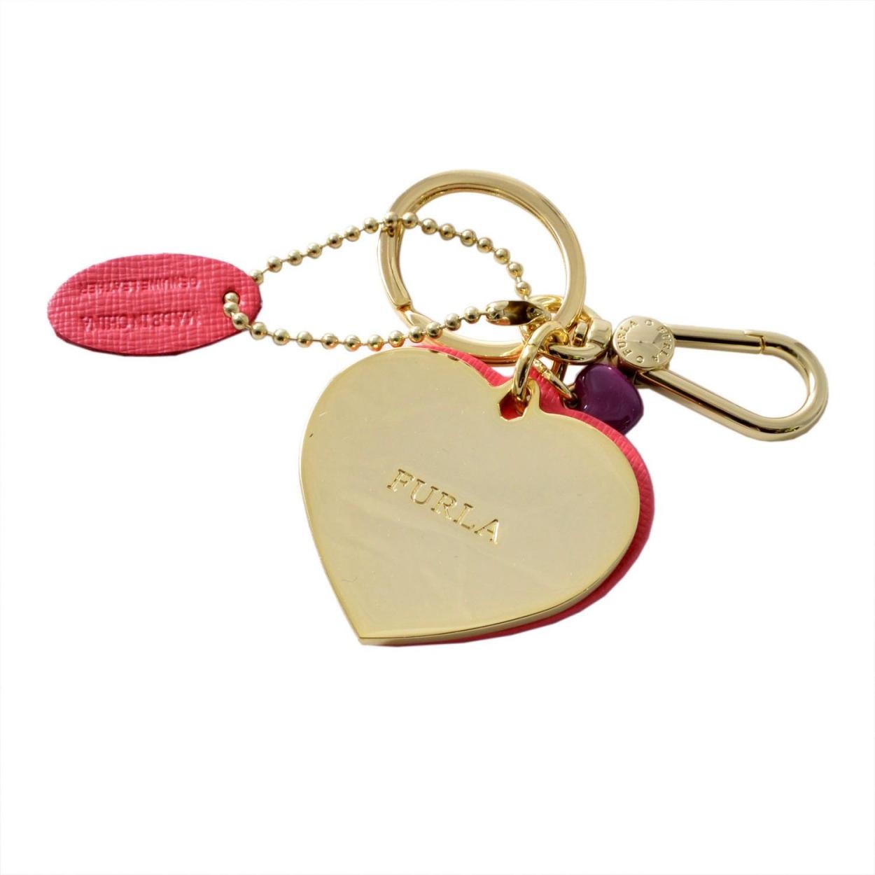 フルラ FURLA 904980 ROSA RG57 MTS ハートモチーフ キーリング バッグチャーム VENUS KEYRING DOPPIO CUORE