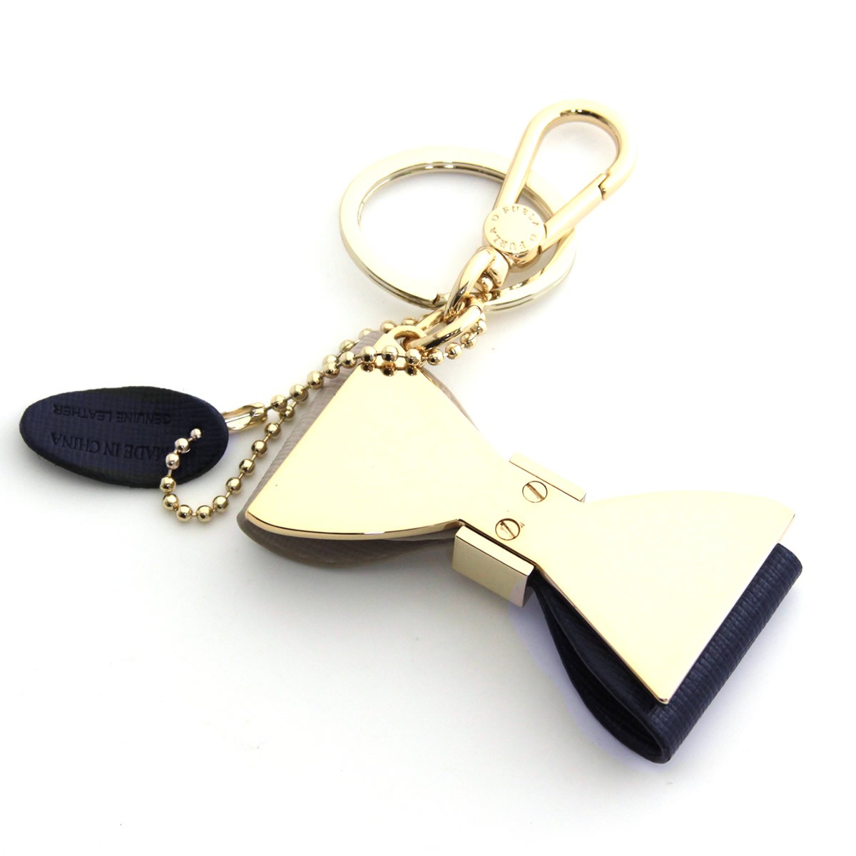 フルラ FURLA 921680 BLU RH55 MTS カラーブロック リボンモチーフ キーリング バッグチャーム VENUS KEYRING FIOCCO