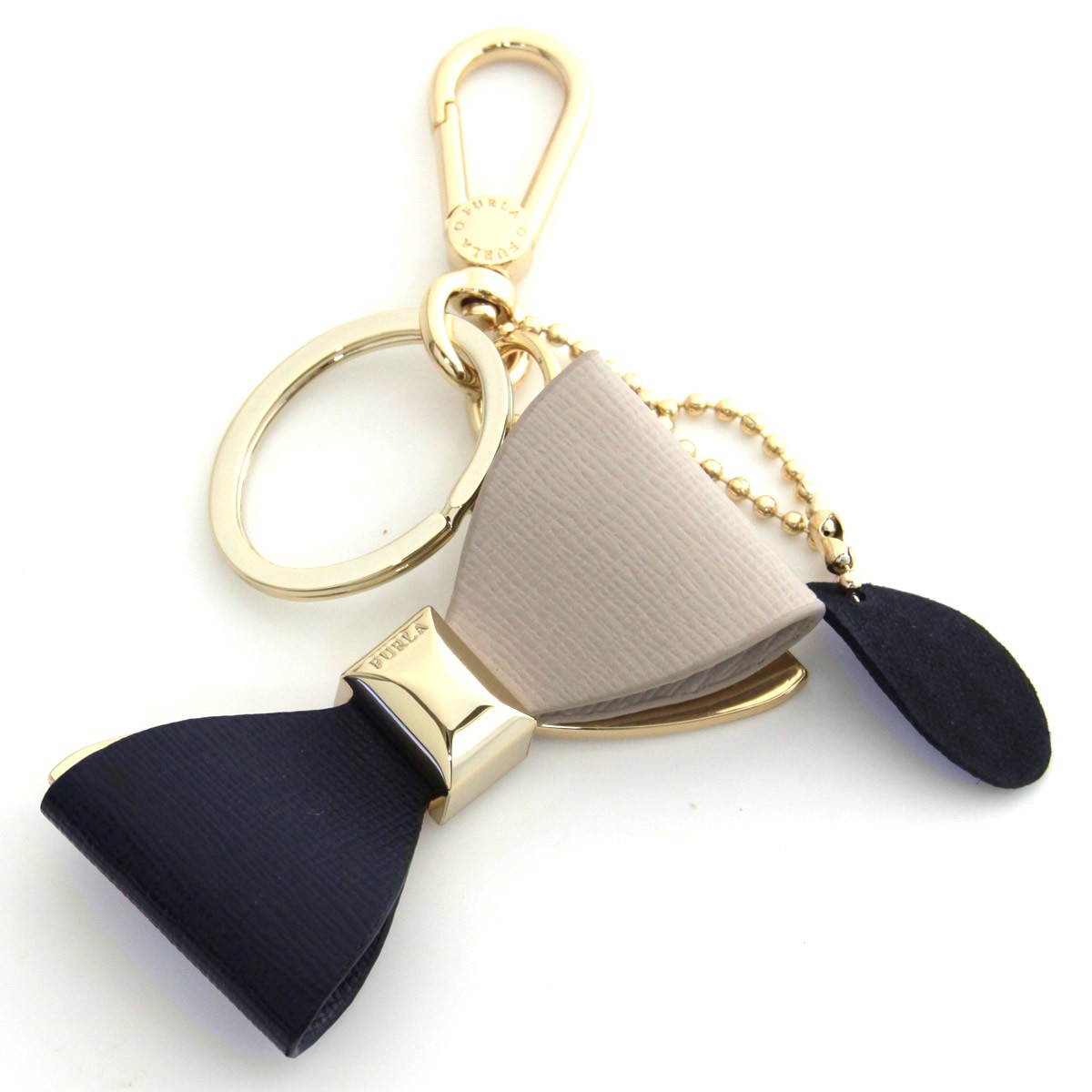 フルラ FURLA 921680 BLU RH55 MTS カラーブロック リボンモチーフ キーリング バッグチャーム VENUS KEYRING FIOCCO
