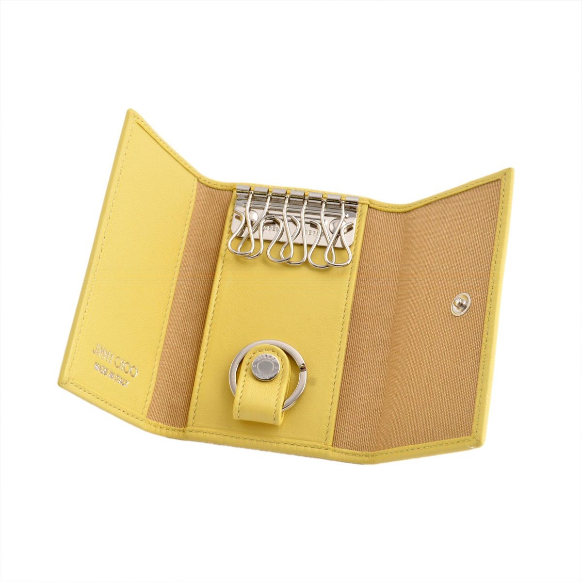 ジミーチュウ JIMMY CHOO NEPTUNE/LTR 161 BUTTERCUP/METALLIC MIX スタースタッズ付 6連キーケース