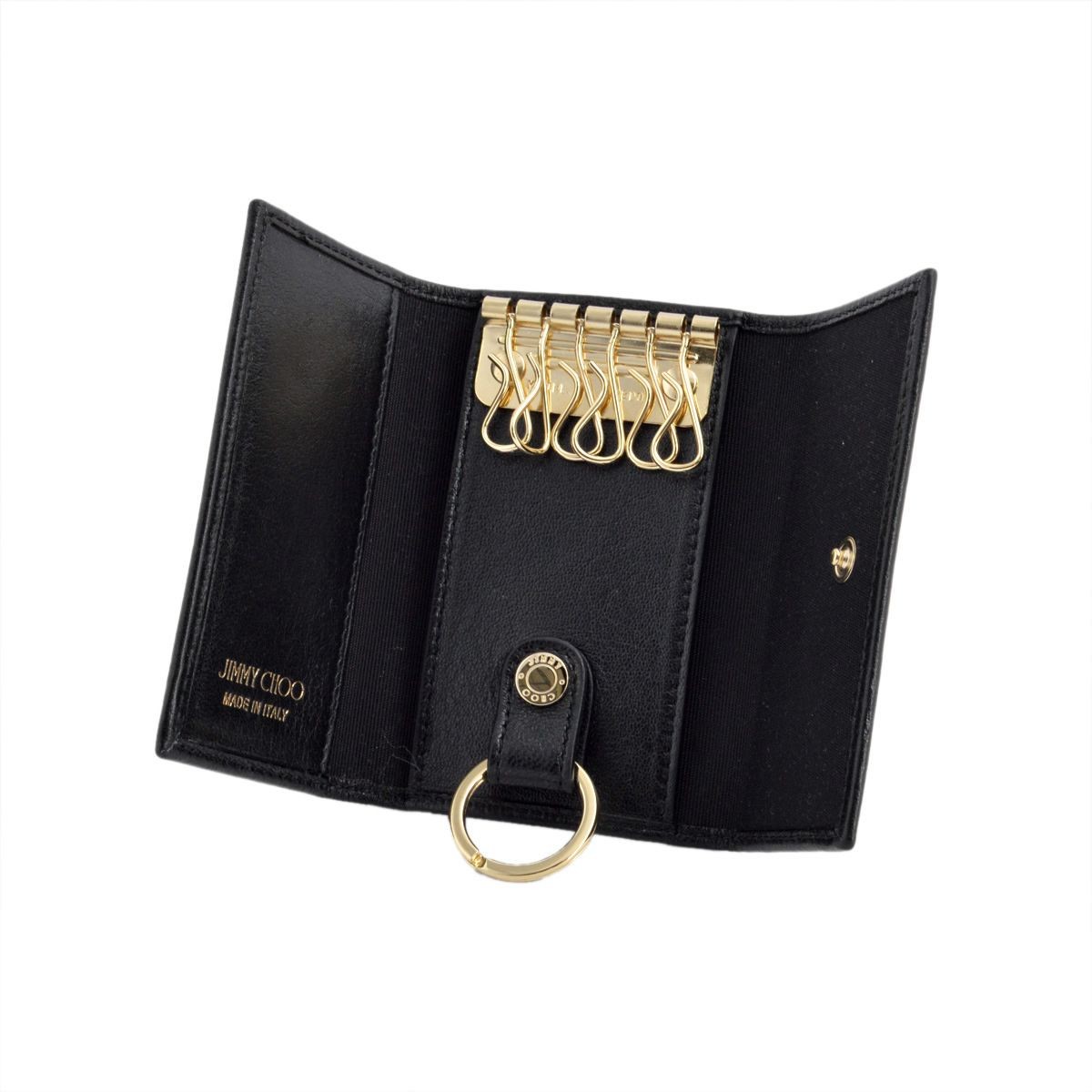 ジミーチュウ JIMMY CHOO NEPTUNE/LTR 000715 BLACK/METALLIC MIX スタースタッズ 6連キーケース