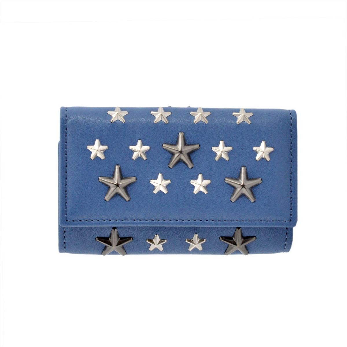 ジミーチュウ JIMMY CHOO NEPTUNE/LTR 0C2925 VIOLET BLUE/SILVER GUNMETAL METALLIC MIX スタースタッズ 6連キーケース