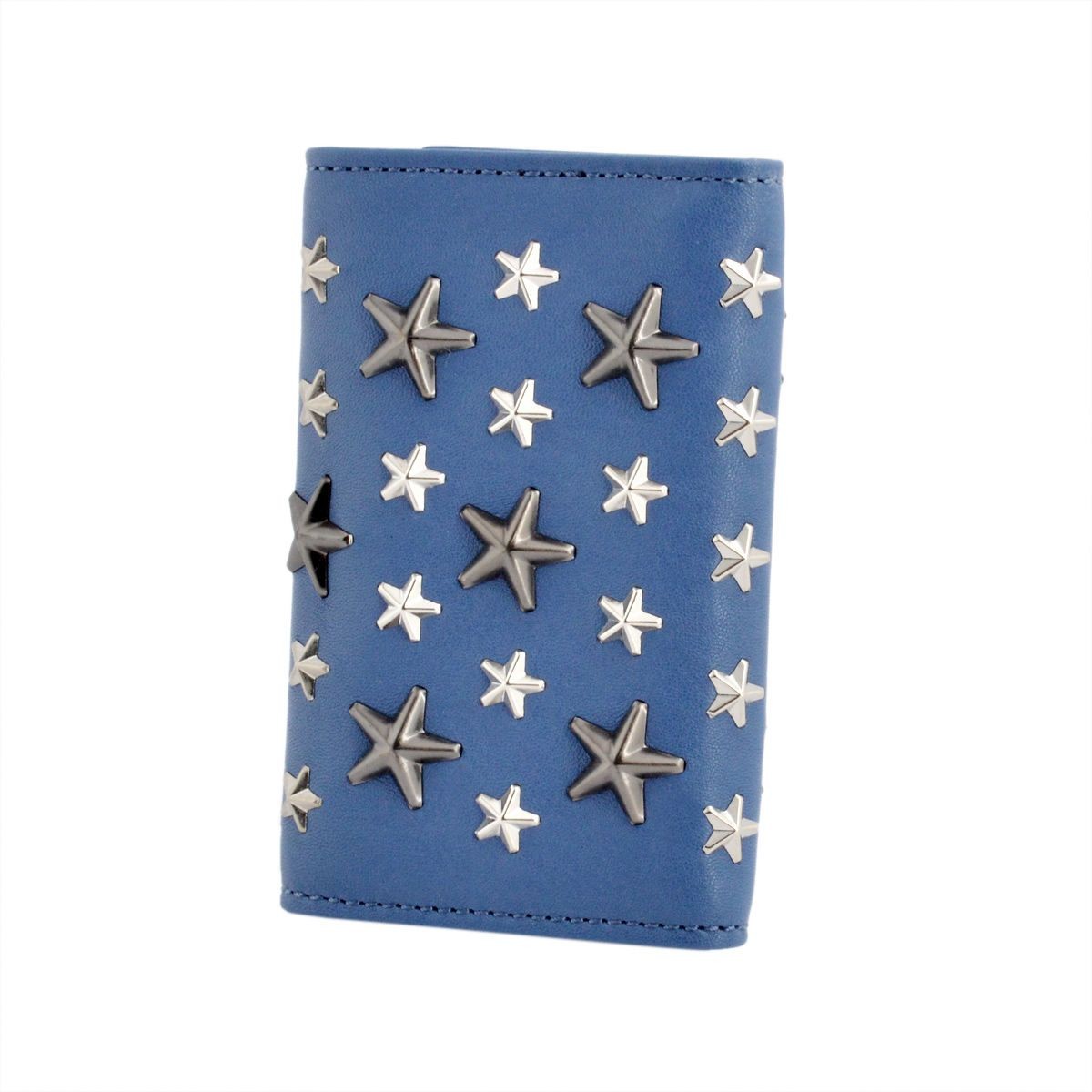 ジミーチュウ JIMMY CHOO NEPTUNE/LTR 0C2925 VIOLET BLUE/SILVER GUNMETAL METALLIC MIX スタースタッズ 6連キーケース