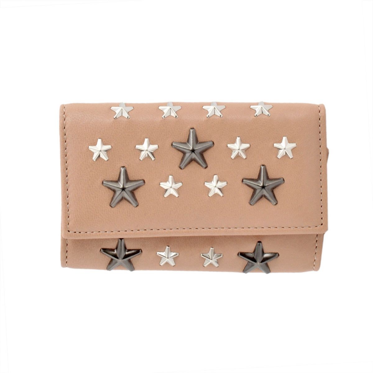 ジミーチュウ JIMMY CHOO NEPTUNE/LTR 0C3063 BALLET PINK/SILVER GUNMETAL METALLIC MIX スタースタッズ 6連キーケース