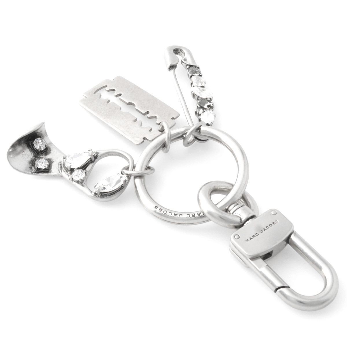 マークジェイコブス MARC JACOBS M0010778-040 Silver クリスタルビジュー付 バッグチャーム キーリング キーホルダー Bag Charms Pop Tab 1 Bag Charm