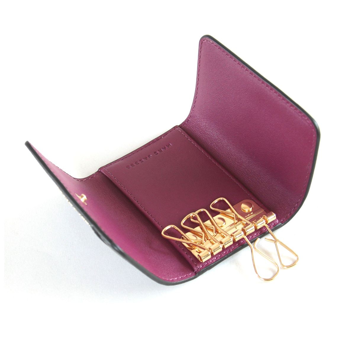 マークジェイコブス MARC JACOBS M0012054-592 Black / Berry 内外バイカラー 6連 キーケース Saffiano Key Case