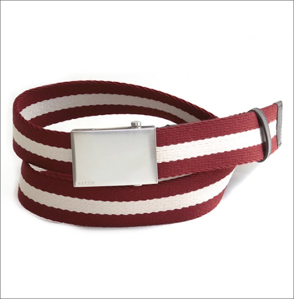 バリー TEIS-35 710 RED BALLY/BEIGE-CHOCOLATE  メンズ ベルト ファブリック・ストライプ コットン/カーフ ≪2015SS≫ Teis-35 Red Bally/Beige 90cm