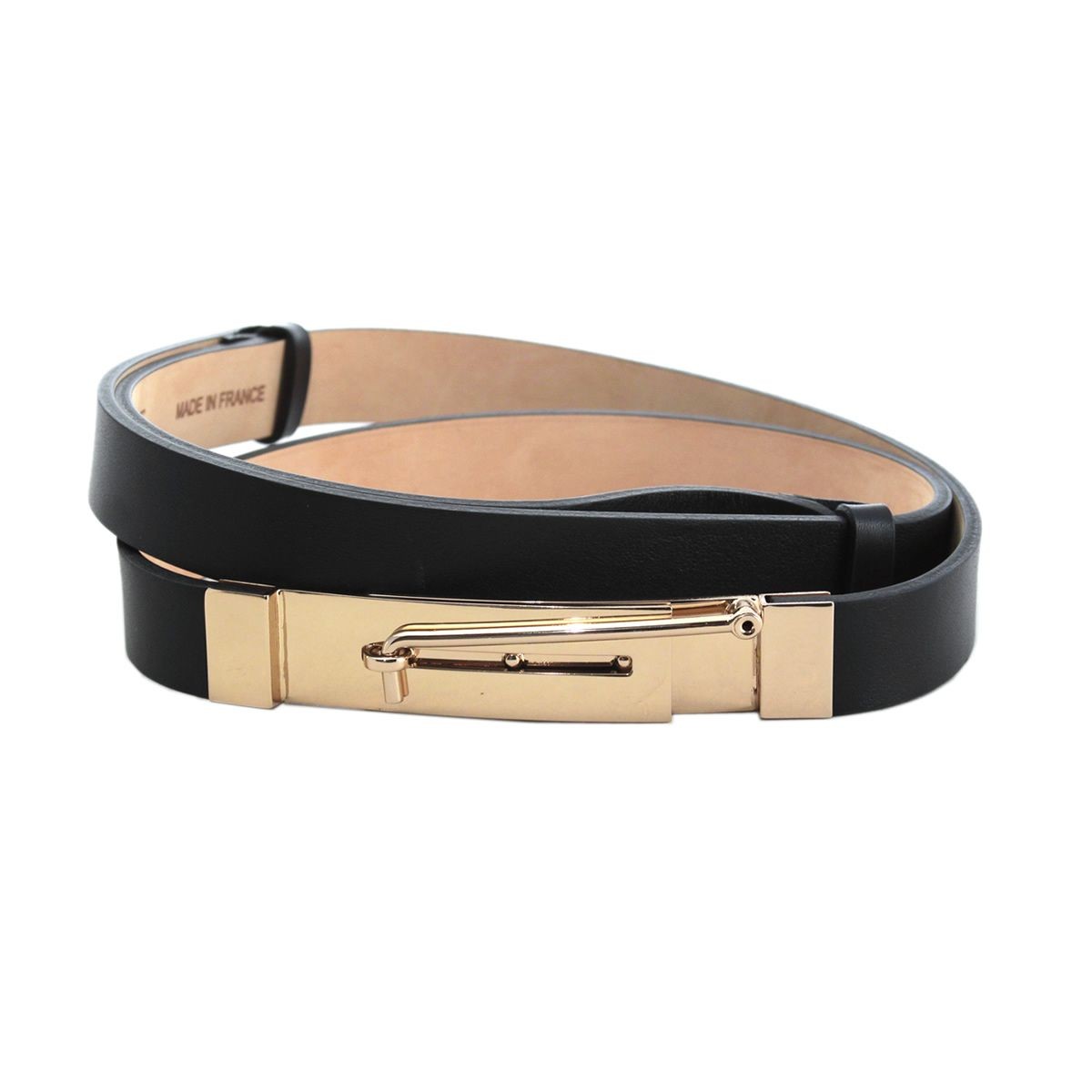 メゾンボワネ Maison Boinet 90398-79-04-80 Black  ピンバックル金具 レザー ベルト 20mm 牛革ベルト