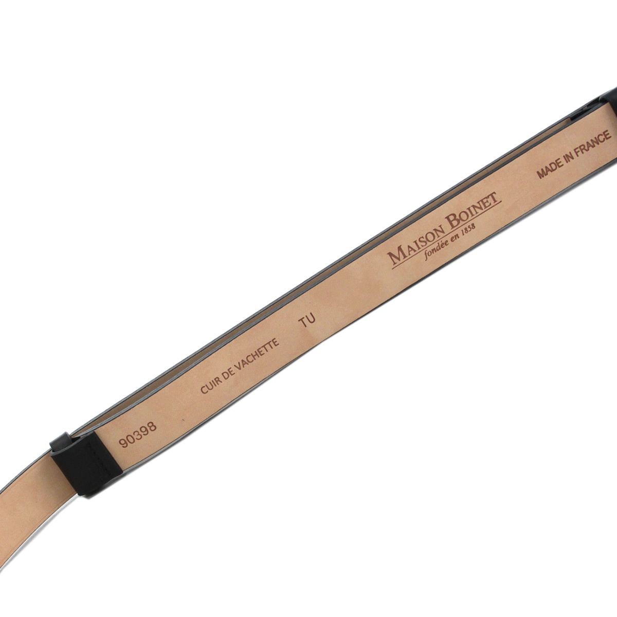 メゾンボワネ Maison Boinet 90398-79-04-80 Black  ピンバックル金具 レザー ベルト 20mm 牛革ベルト