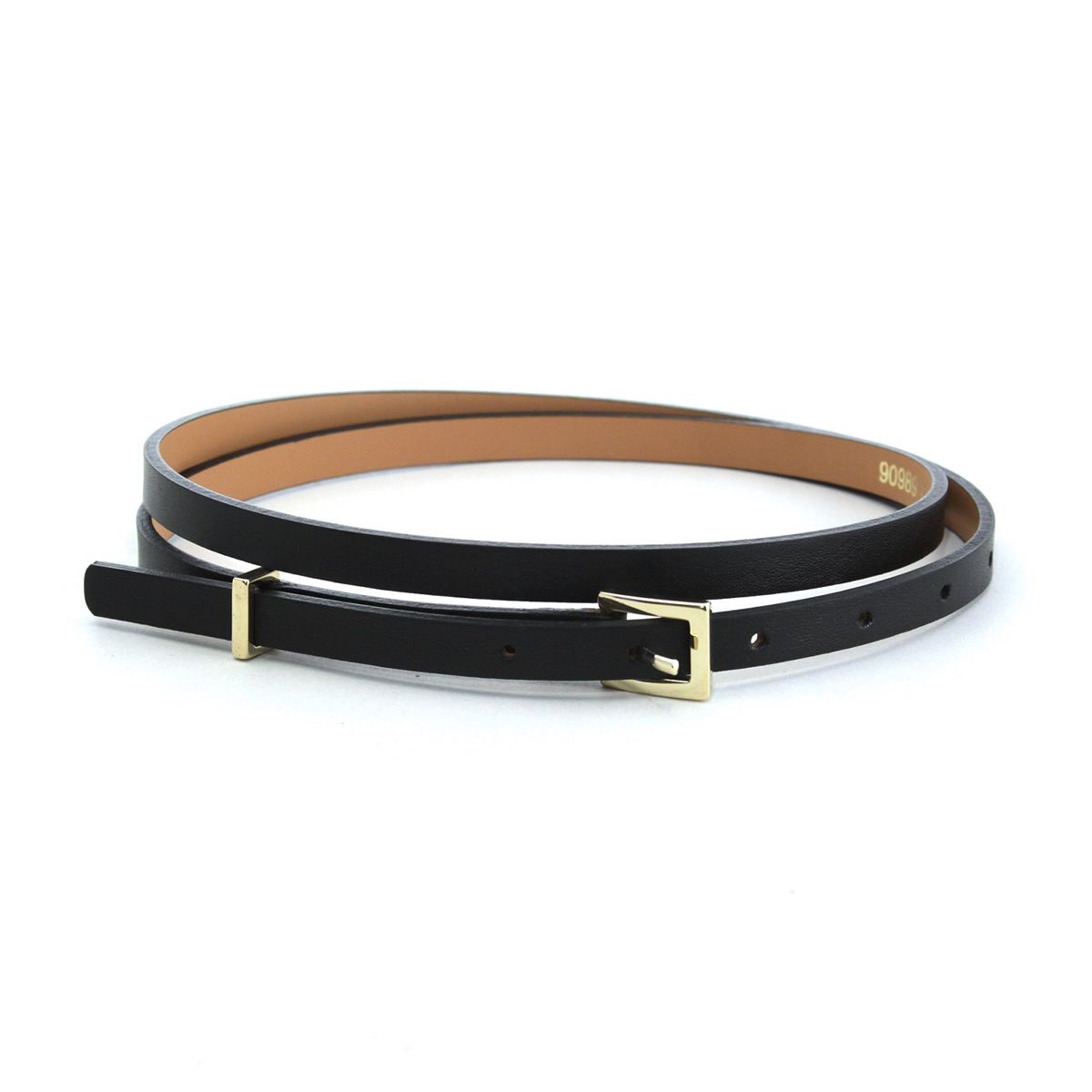 メゾンボワネ Maison Boinet 90989G-79-04-80 Black  レザー ベルト 9mm 牛革 細ベルト