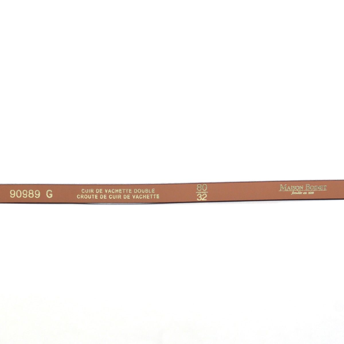 メゾンボワネ Maison Boinet 90989G-79-08-80 Burgundy  レザー ベルト 9mm 牛革 細ベルト