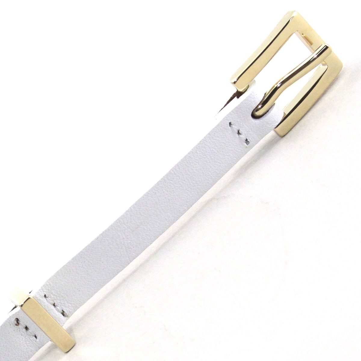 メゾンボワネ Maison Boinet 90989G-79-09-80 White  レザー ベルト 9mm 牛革 細ベルト