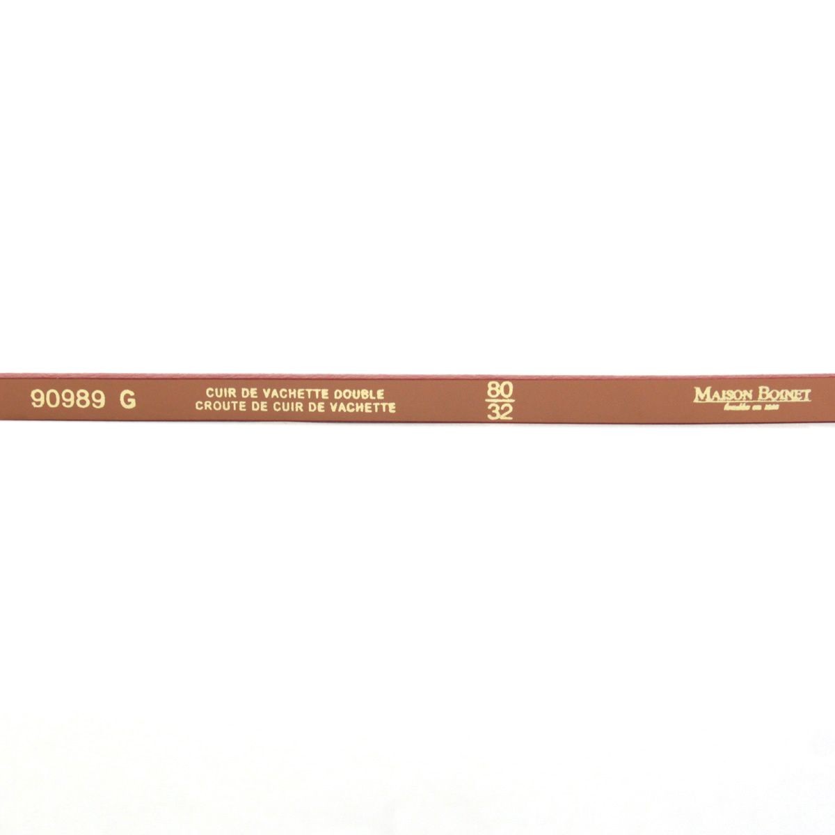 メゾンボワネ Maison Boinet 90989G-79-146-80 Gooseberry  レザー ベルト 9mm 牛革 細ベルト