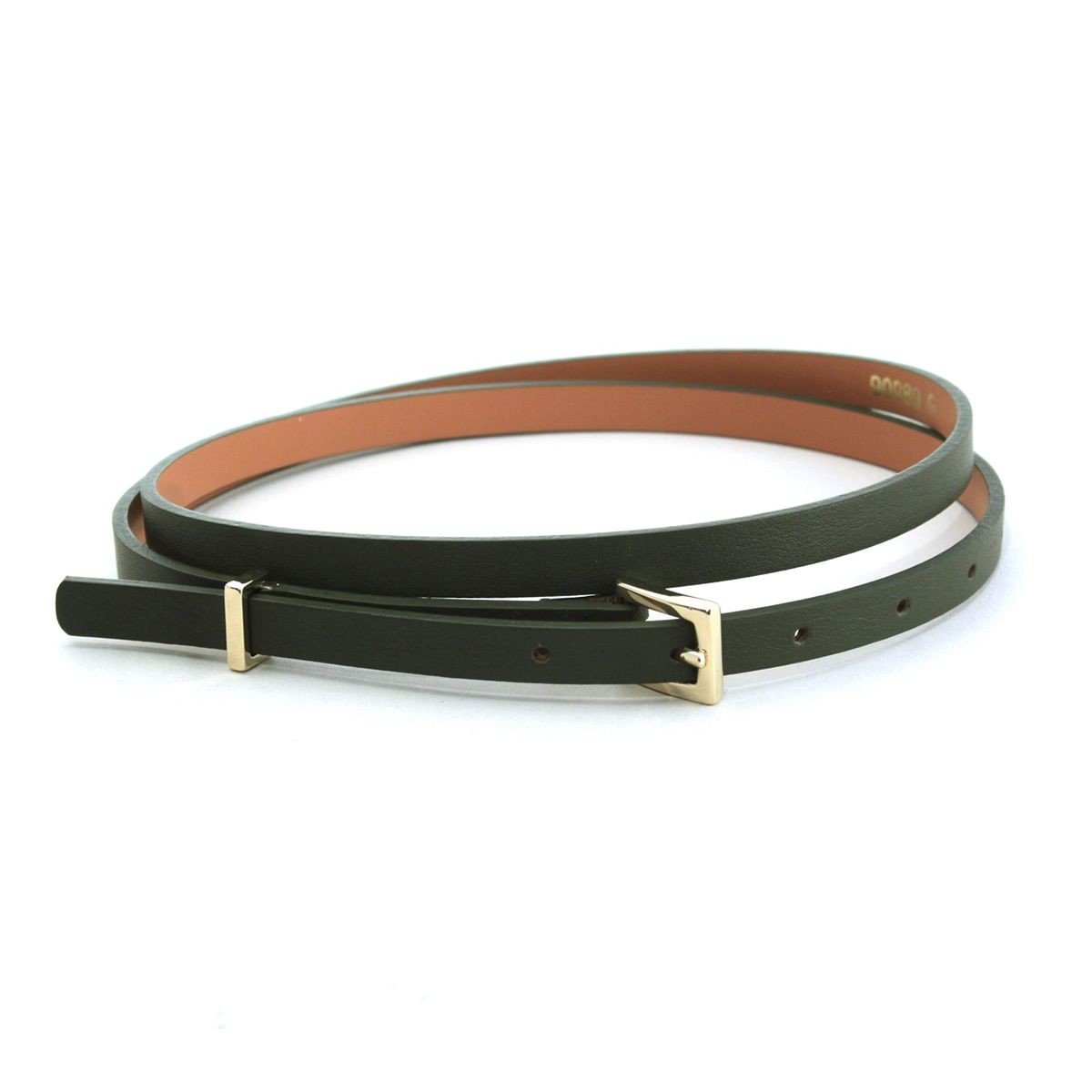 メゾンボワネ Maison Boinet 90989G-79-53-80 Khaki  レザー ベルト 9mm 牛革 細ベルト