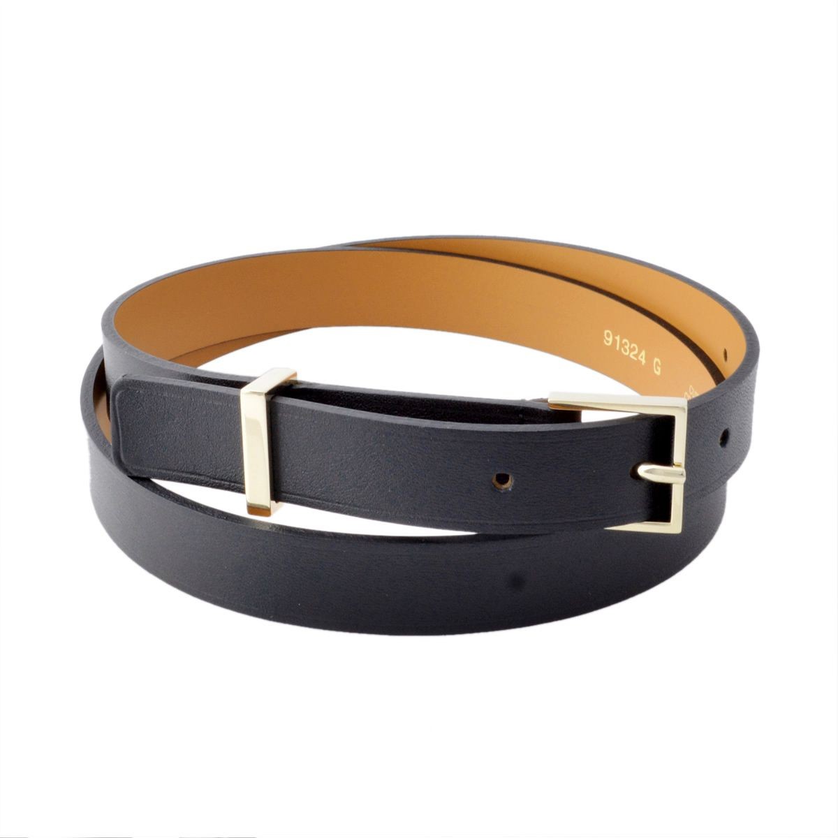 メゾンボワネ Maison Boinet 91324G-79-04-80 Black レザー ベルト 20mm 牛革 ベルト