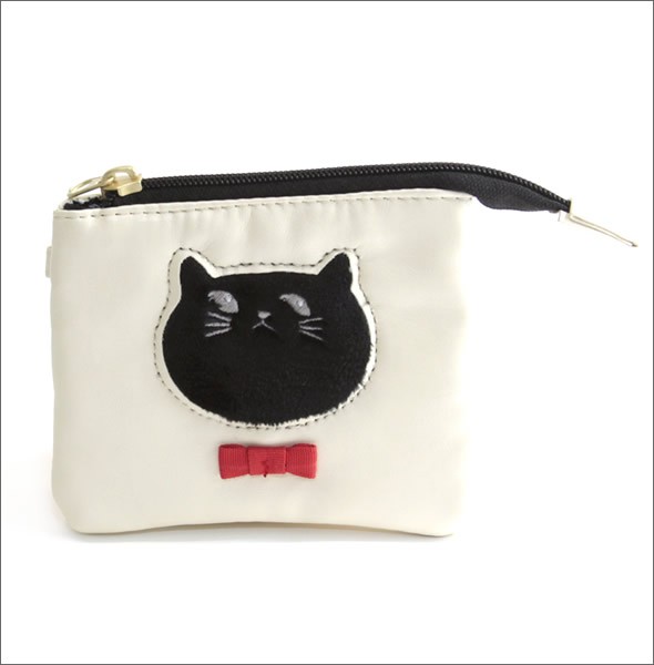 アネロ ☆猫シリーズ☆ おすまし顔がキュートな「ふわもこ☆ねこ」ティシュケース付ポーチ 内側の千鳥格子柄も可愛さUP♪ ZH-D0073-IV