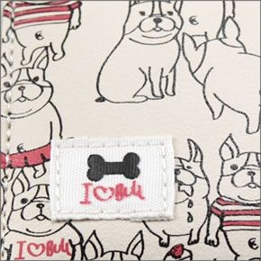 アネロ ゆるカワイイ～フレンチブルドッグ☆ぶる太くんシリーズ☆ ZU-D0024-IV 手書き風フレブルプリント パスケース 定期入れ アイボリー