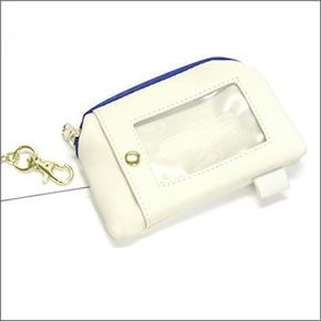 アネロ ゆるカワイイ～フレンチブルドッグ☆ぶる太くんシリーズ☆ ZU-D0026-BL キーリング＆パスケース付 ポーチ 紐が伸び～るリール式で自動改札にも便利♪