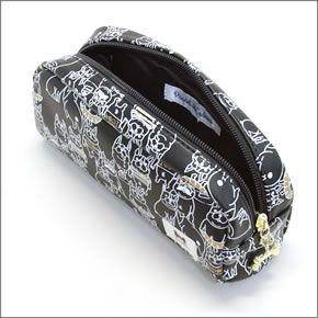 アネロ ゆるカワイイ～フレンチブルドッグ☆ぶる太くんシリーズ☆ ZU-D0231-BK 手書き風フレブルプリント 骨型チャーム付 コスメポーチ