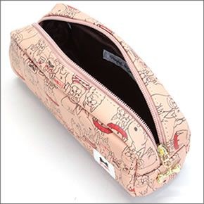 アネロ ゆるカワイイ～フレンチブルドッグ☆ぶる太くんシリーズ☆ ZU-D0231-PBE 手書き風フレブルプリント 骨型チャーム付 コスメポーチ