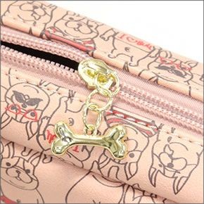 アネロ ゆるカワイイ～フレンチブルドッグ☆ぶる太くんシリーズ☆ ZU-D0231-PBE 手書き風フレブルプリント 骨型チャーム付 コスメポーチ