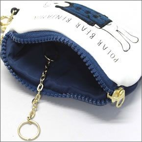 アネロ ZH-L0283-NV POLAR BEAR BENJAMIN オシャレなシロクマ ベンジャミン キーリング＆パスケース付 ポーチ 紐が伸び～るリール式で自動改札にも便利♪