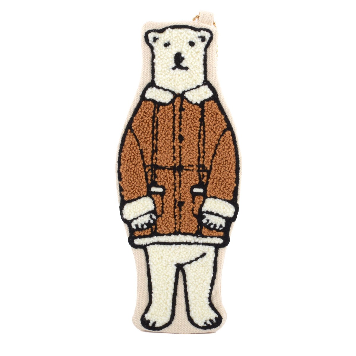 アネロ anello  ZP-C0469-CA POLAR BEAR BENJAMIN オシャレなシロクマ ベンジャミン もこもこサガラ刺繍 ペンケース