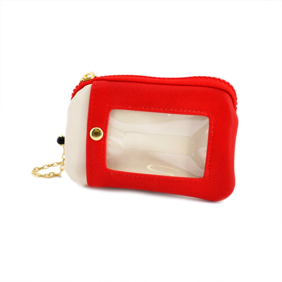 アネロ anello  ZH-L0283-RE POLAR BEAR BENJAMIN オシャレなシロクマ ベンジャミン キーリング＆パスケース付 ポーチ 紐が伸び～るリール式で自動改札にも便利♪