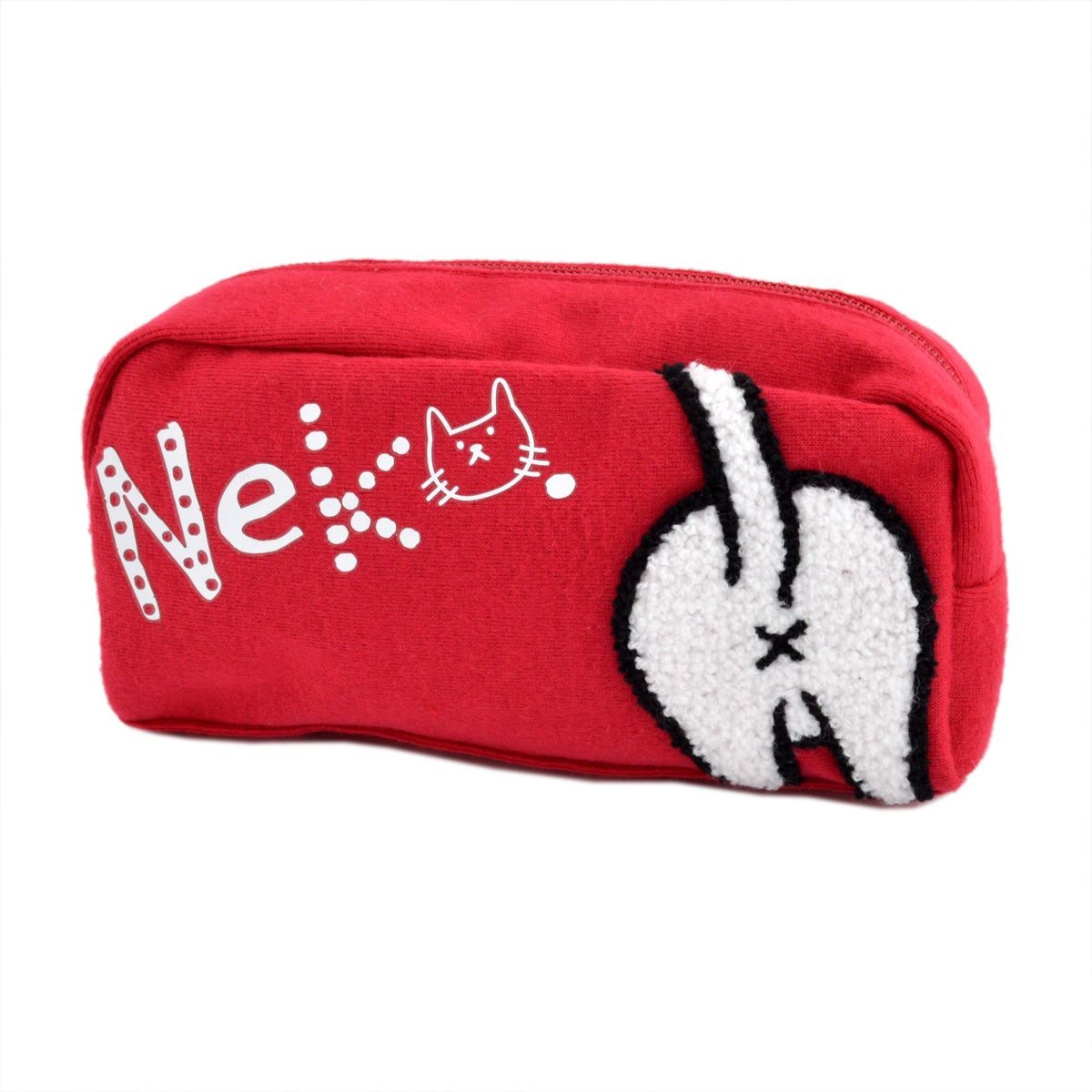 アネロ anello  ZP-0439-SPI CAT・DOT☆ねこどっとシリーズ☆ 魚の骨チャーム付♪もこもこサガラ刺繍＆ロゴプリント コスメポーチ