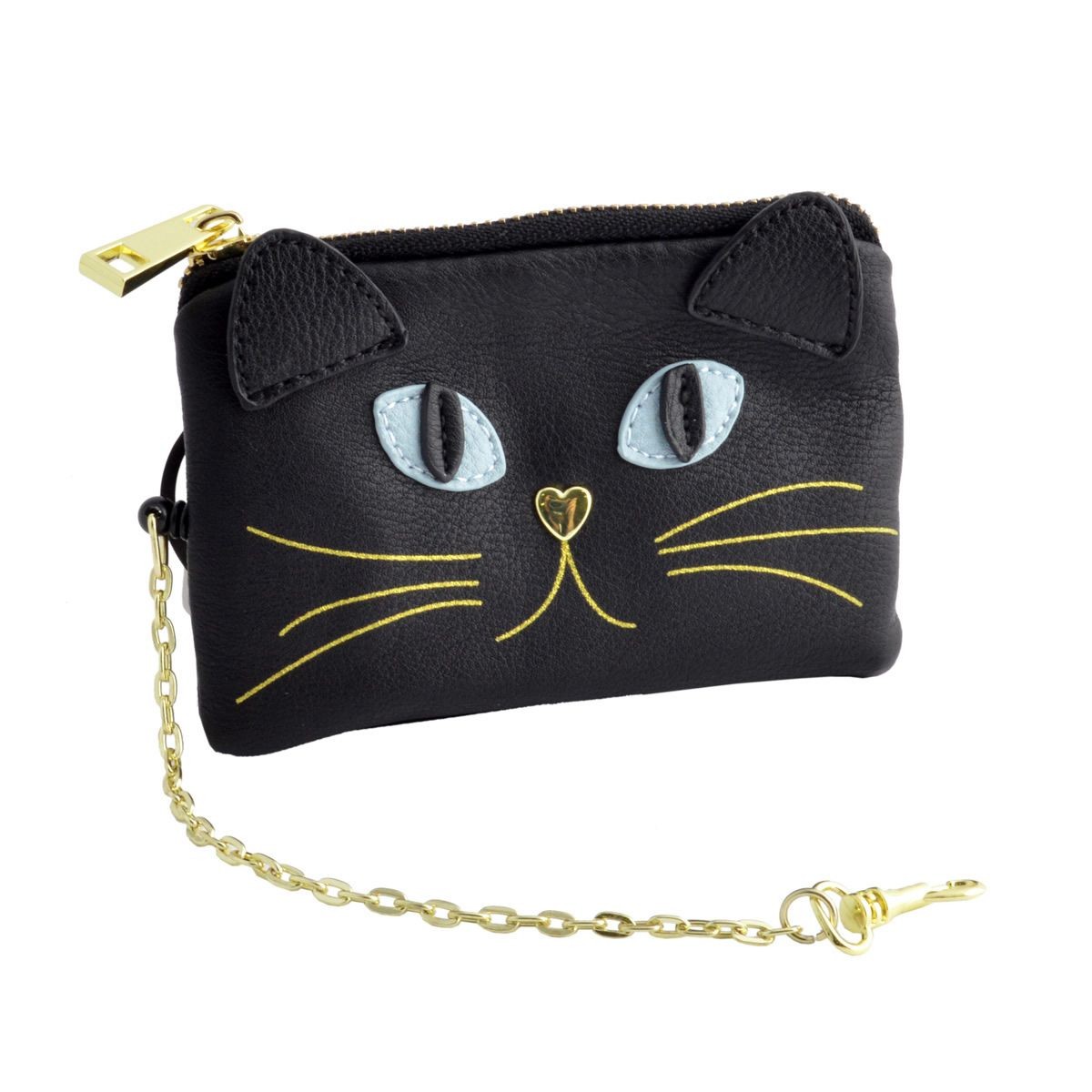 アネロ anello  ZU-M0423-BK 猫フェイス  リールパスポーチ 定期入れ 紐が伸び～るリール式で自動改札にも便利♪  ☆ジョセフィーヌ シリーズ☆