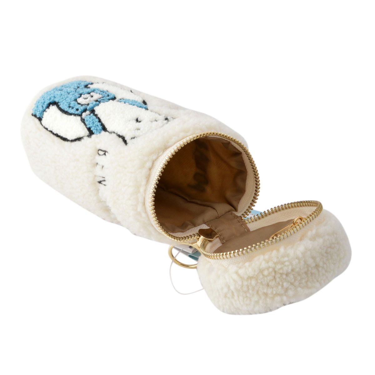 アネロ anello  ZP-C1194-LBL オシャレなシロクマ ベンジャミン もこもこボア素材 サガラ刺繍 スタンド ペンポーチ