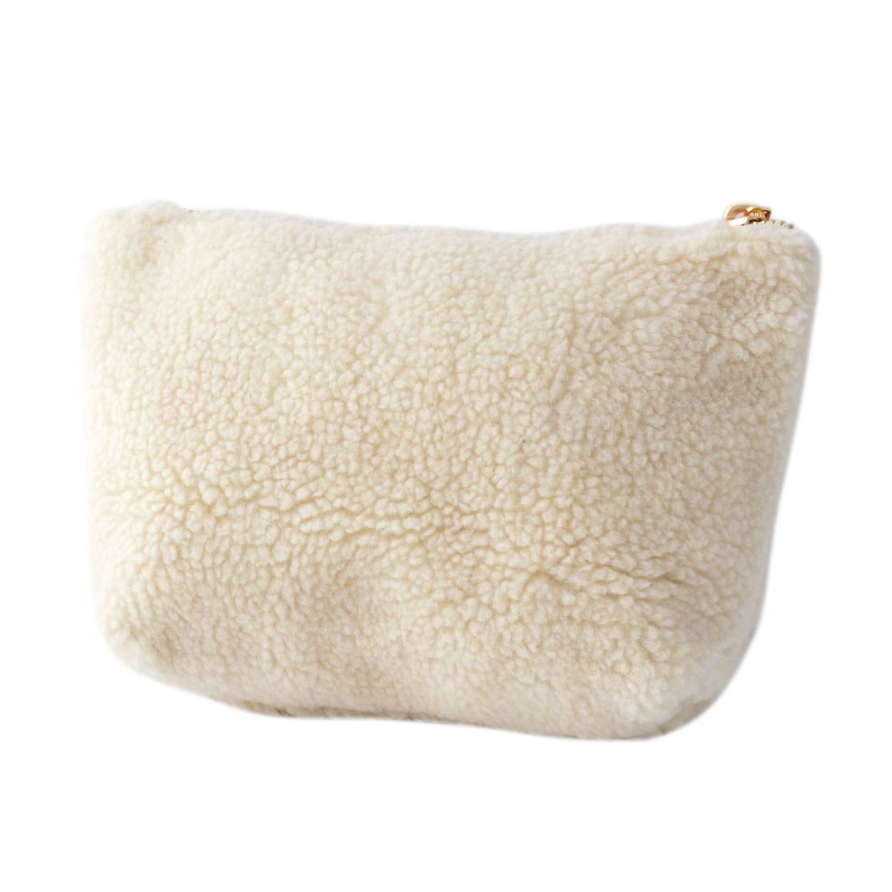 アネロ anello  ZP-C1193-LBL オシャレなシロクマ ベンジャミン もこもこボア素材 サガラ刺繍 舟形ポーチ 小物入れ