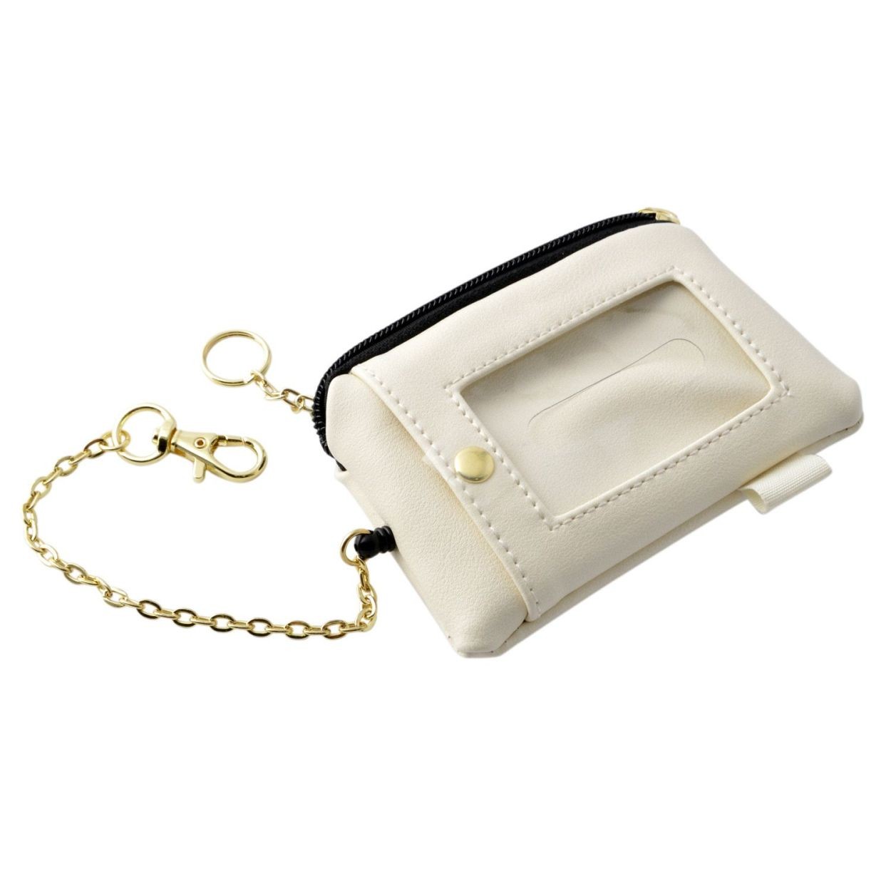 アネロ anello  ZU-D0026-BK キーリング＆パスケース付 ポーチ 紐が伸び～るリール式で自動改札にも便利♪