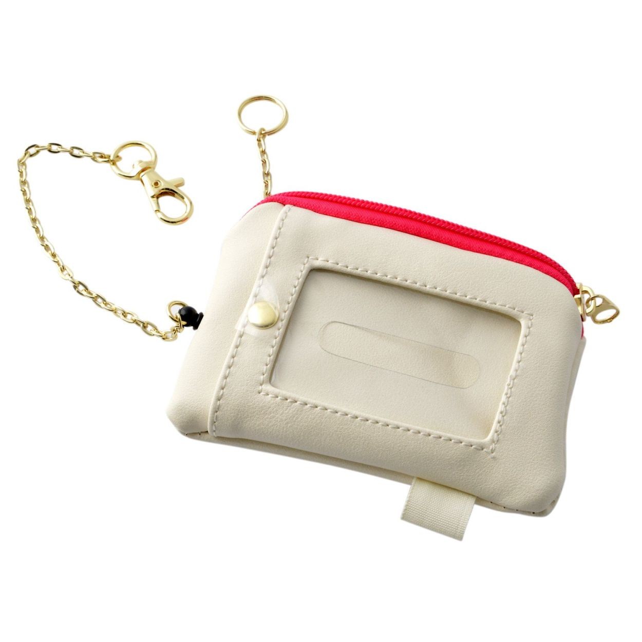 アネロ anello  ZU-D0026-SPI キーリング＆パスケース付 ポーチ 紐が伸び～るリール式で自動改札にも便利♪