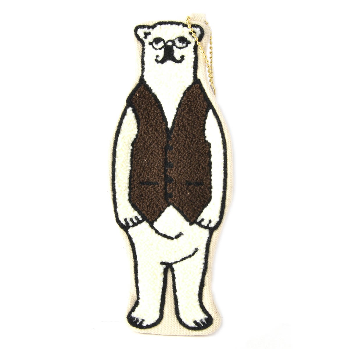 アネロ anello  ZP-C0469-BR オシャレなシロクマ ベンジャミン もこもこサガラ刺繍 ペンケース POLAR BEAR BENJAMIN