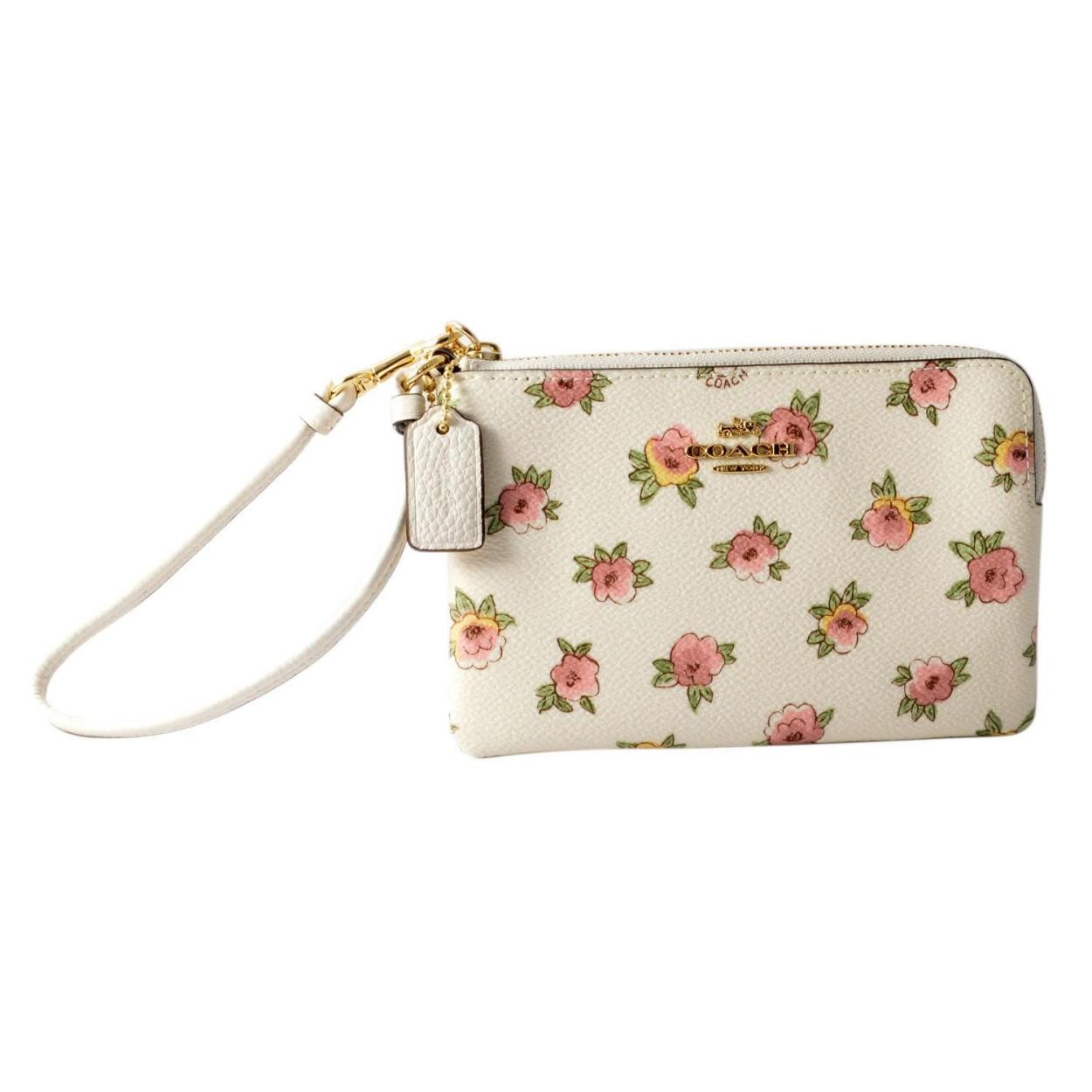 コーチ COACH 12050 Li/Chalk Multi(LIMQ6) フラワーパッチ プリント ストラップ付 ミニポーチ スマホケースにも◎ SMALL WRISTLET IN FLOWER PATCH PRINT