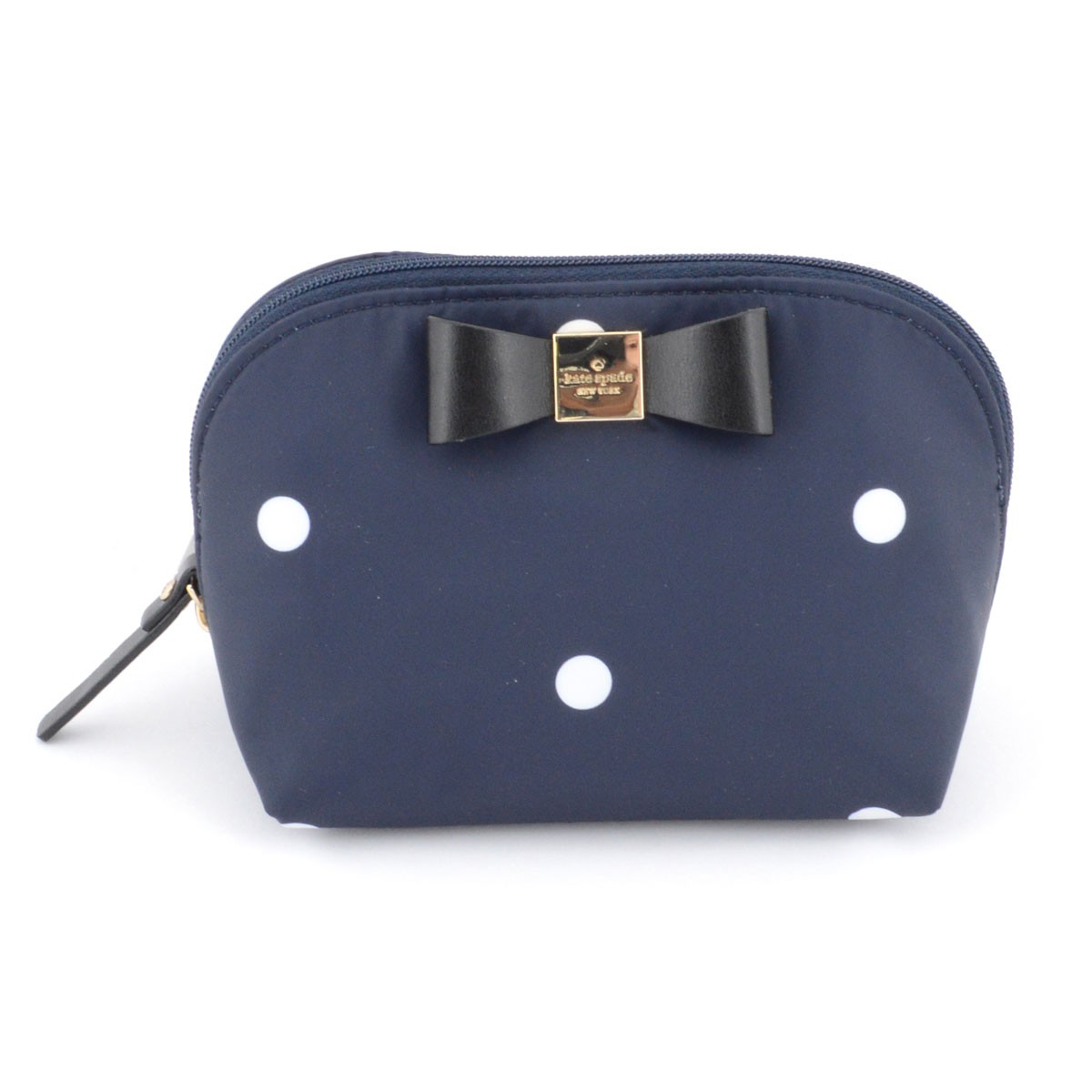 ケイトスペード Kate Spade PWRU4756 461 Rich Navy/Ballerina Pink Renny Drive Nylon Small Annabella リボンモチーフ ドット柄 コスメポーチ 小物入れ
