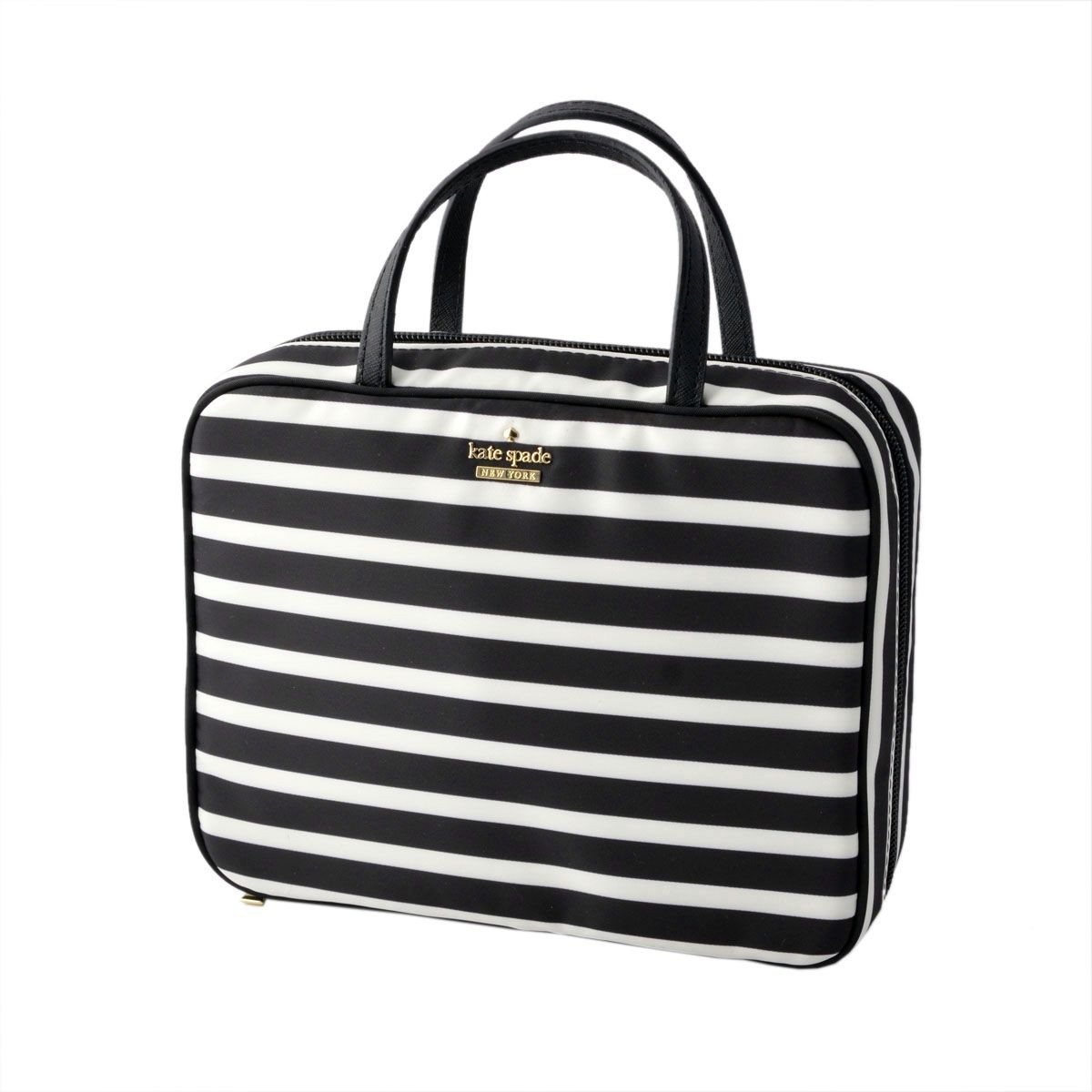 ケイトスペード Kate Spade PWRU5391 071 ボーダー柄 コスメポーチ 小物入れ メイクボックス トラベルポーチ ミニバッグ CLASSIC NYLON minna