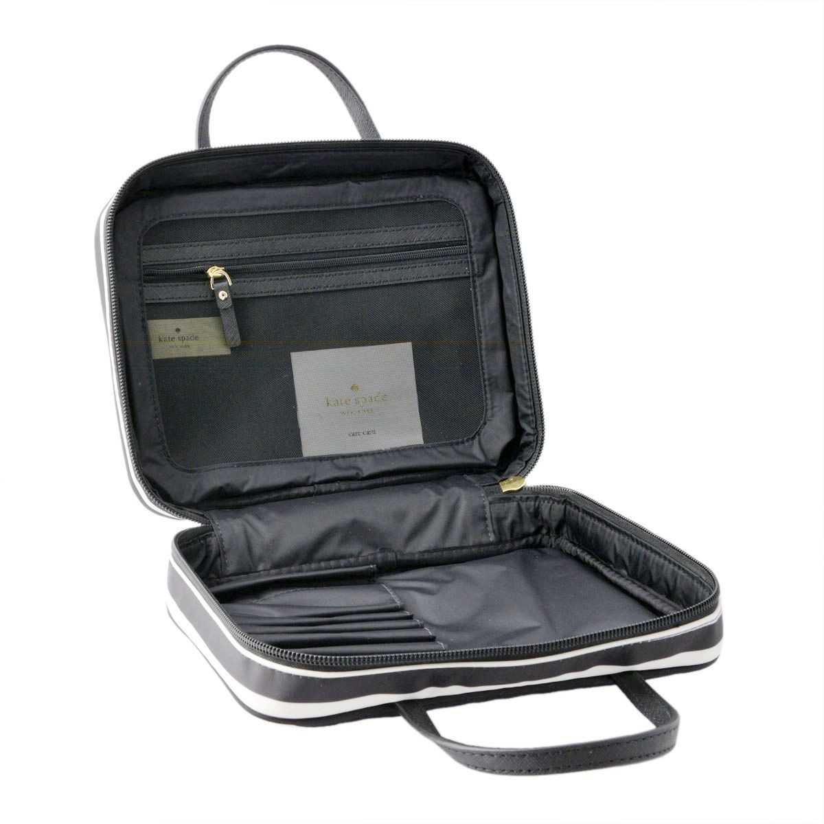 ケイトスペード Kate Spade PWRU5391 071 ボーダー柄 コスメポーチ 小物入れ メイクボックス トラベルポーチ ミニバッグ CLASSIC NYLON minna