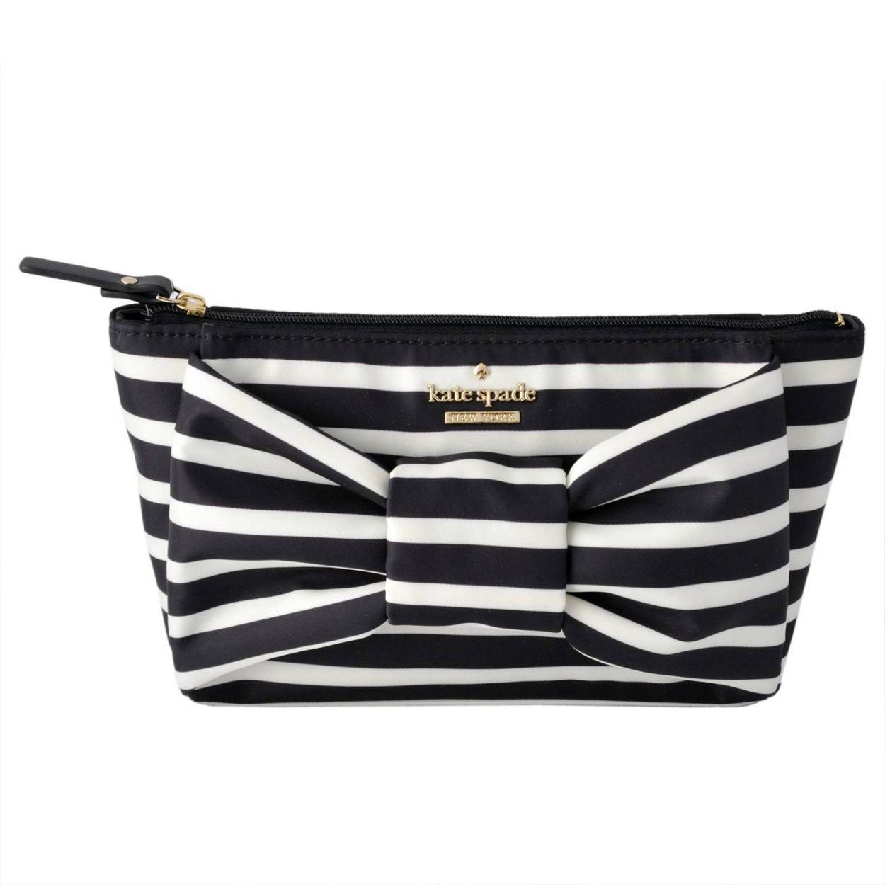 ケイトスペード Kate Spade PWRU6147 071 ボーダー柄 リボンモチーフ コスメポーチ 小物入れ HARING LANE BOW little shiloh