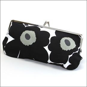 マリメッコ SILMALASI KUKKARO MINI UNIKKO ミニウニッコ柄 がま口 コットンパース ポーチ メガネケース 小物入れ 027003 030 white/black/olive