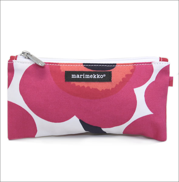 マリメッコ Pieni Unikko PENSKU ウニッコ柄  コットンキャンバス ペンケース 小物入れ マルチポーチ 036657 001 white/red