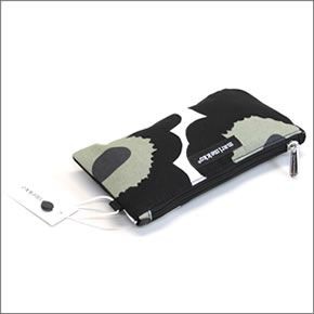 マリメッコ Pieni Unikko PENSKU ウニッコ柄  コットンキャンバス ペンケース 小物入れ マルチポーチ 036657 030 white/black/olive