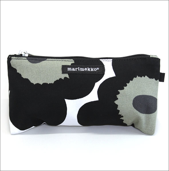 マリメッコ Pieni Unikko PENSKU ウニッコ柄  コットンキャンバス ペンケース 小物入れ マルチポーチ 036657 030 white/black/olive