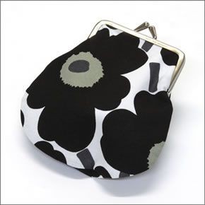 マリメッコ PIENI KUKKARO MINI UNIKKO ミニウニッコ柄 がま口 コットンパース ミニ・ポーチ 小物入れ 020310 030 white/black/olive